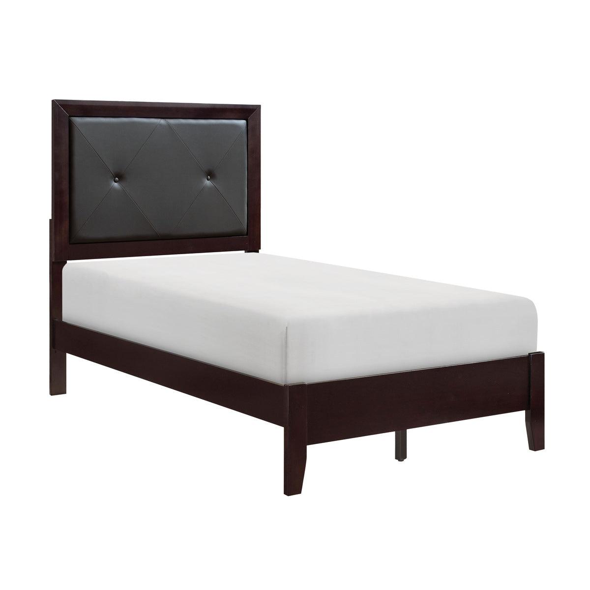 Edina Black Faux Wood Veneer, Wood And Engineered Wood Faux Leather Upholstered Tufted Twin Bed - Ella Furniture