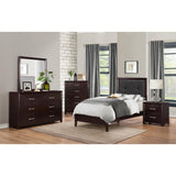 Edina Black Faux Wood Veneer, Wood And Engineered Wood Faux Leather Upholstered Tufted Twin Bed - Ella Furniture