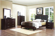 Main view of Edina Espresso Faux Leather Tufted Platform Bed