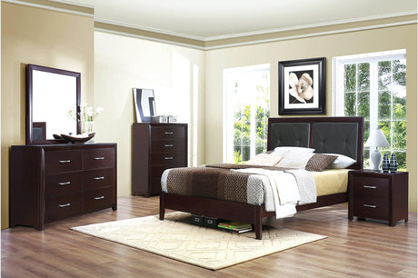 Main view of Edina Espresso Faux Leather Tufted Platform Bed