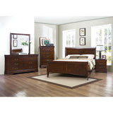 Mayville brown cherry king panel bed angled view