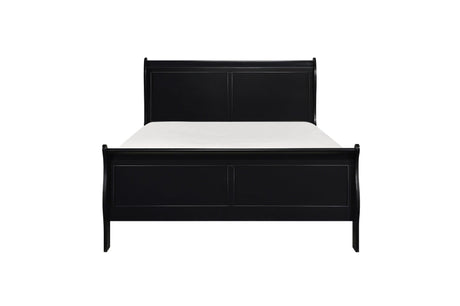 Bedroom view of Mayville Black Sleigh Bedroom Set bed with dresser and mirror