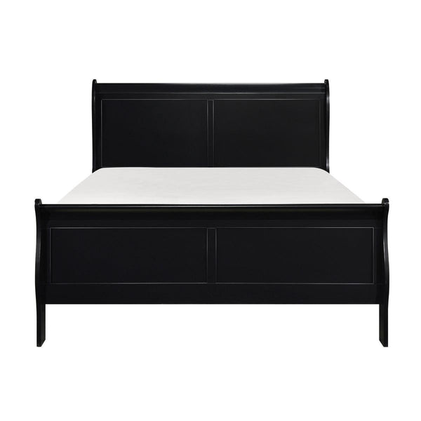 Mayville Black Traditional Queen Sleigh Bed, front angle