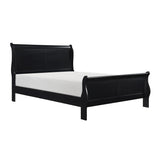 Side view of Mayville Black Traditional Full Sleigh Bed showing sleigh design
