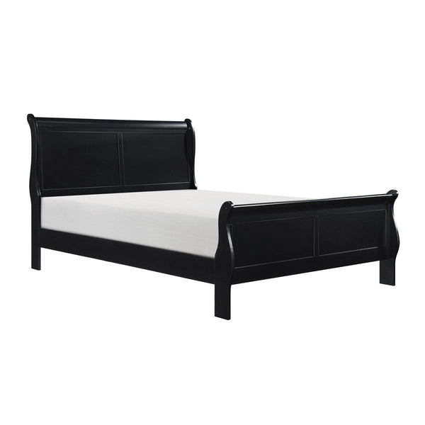 Mayville Black Traditional Queen Sleigh Bed, side angle