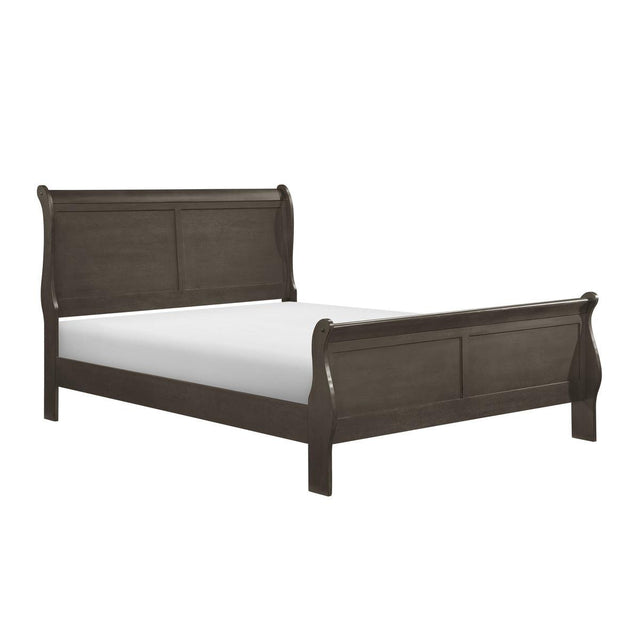 Mayville Stained Gray King Sleigh Bed side angle