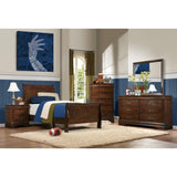 Mayville Brown Twin Bed headboard close-up