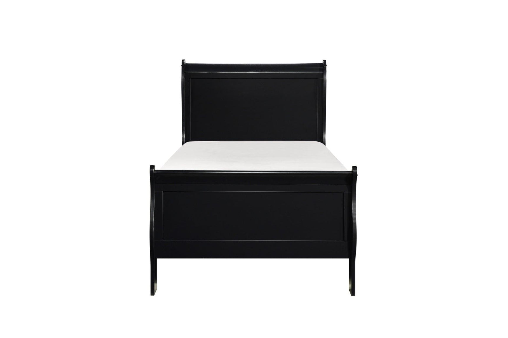 Side view of Mayville Black Sleigh Bedroom Set bed showing profile