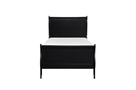 Side view of Mayville Black Sleigh Bedroom Set bed showing profile