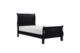 Bedroom styled view of Mayville Black Sleigh Bedroom Set bed with furniture