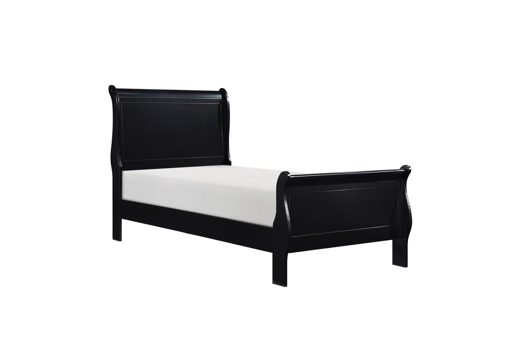 Bedroom styled view of Mayville Black Sleigh Bedroom Set bed with furniture