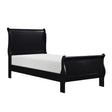 Mayville Black modern traditional youth twin sleigh bed, side view