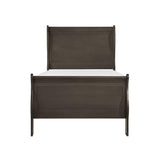 Mayville Stained Gray Twin Sleigh Bed angled front view