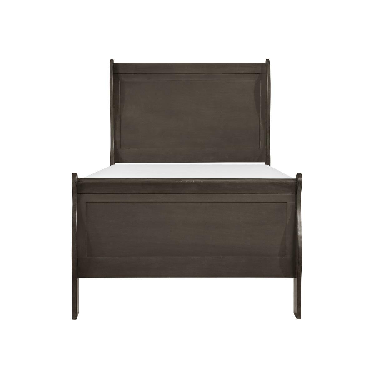 Mayville Stained Grey Traditional Okume Veneer, Wood And Engineered Wood Youth Twin Sleigh Bed - Ella Furniture
