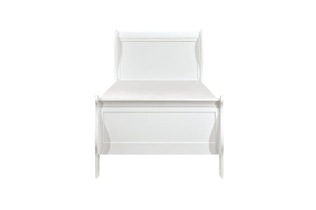 Front view of Mayville White Panel Bedroom Set twin bed version