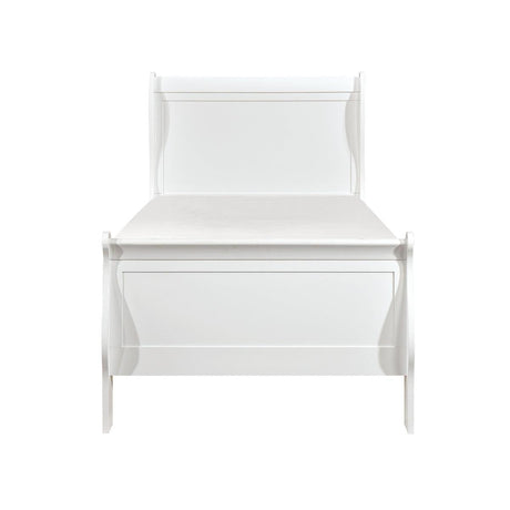 Mayville White Traditional Youth Twin Sleigh Bed front angle