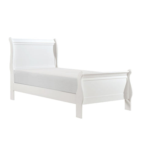 Side view of Mayville White Twin Youth Sleigh Bed