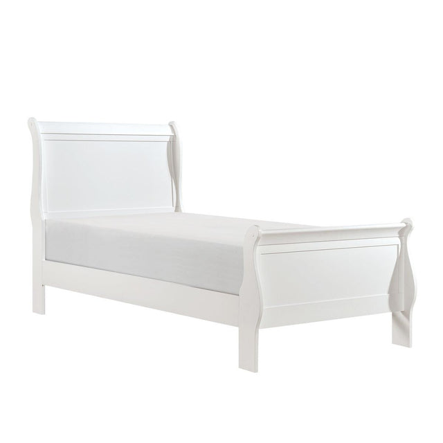 Side view of Mayville White Twin Youth Sleigh Bed