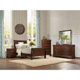 Mayville Brown Cherry Finish Twin Bed full view in room