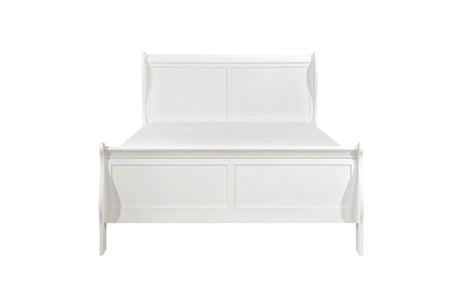 Side angle of Mayville White Panel Bedroom Set bed