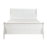 Mayville White Traditional Okume Veneer Wood and Engineered Wood Queen Sleigh Bed from front angle