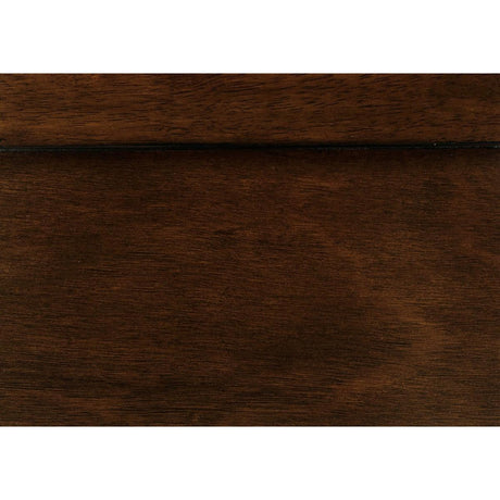 Mayville Brown Cherry Youth Twin Sleigh Bed, close-up of cherry finish and headboard