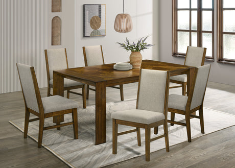 Detail view of Hollister Light Brown Rectangular Dining Room Set furniture finish
