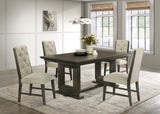 Herbert Gray Upholstered Tufted Rectangular Dining Room Set detail view