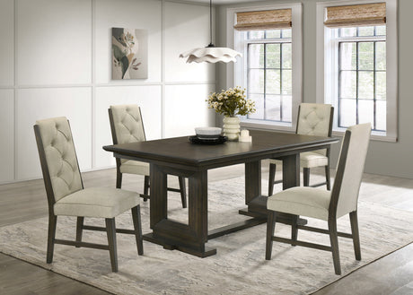 Herbert Gray Upholstered Tufted Rectangular Dining Room Set detail view