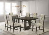 Herbert Gray Upholstered Tufted Rectangular Dining Room Set room view