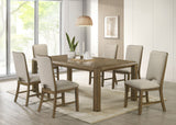 Detail of wood finish on Cockrell Light Brown Dining Table