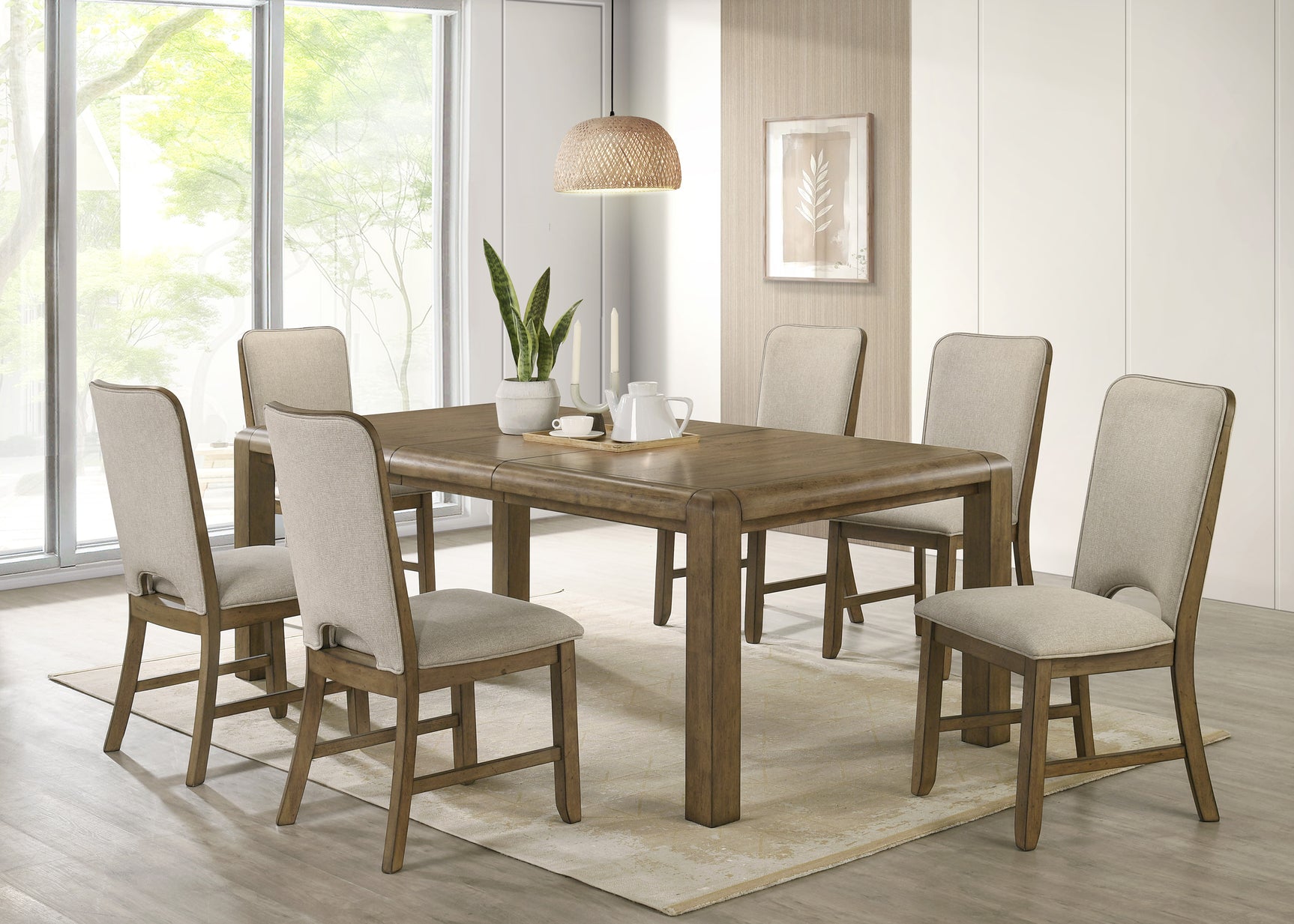 Detail of wood finish on Cockrell Light Brown Dining Table