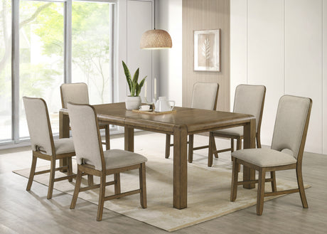 Detail of wood finish on Cockrell Light Brown Dining Table