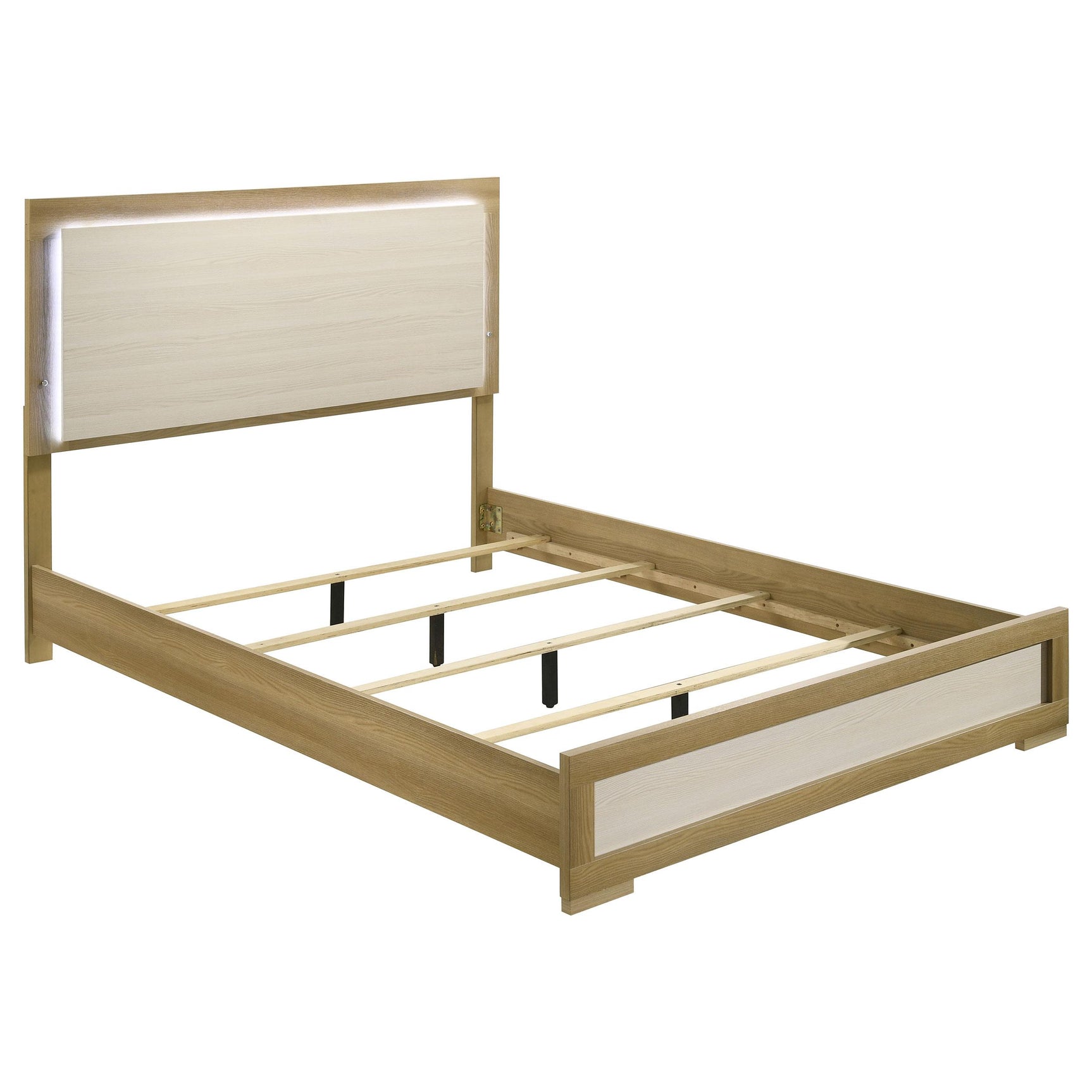 Hyland Wood Queen LED Panel Bed lighting detail