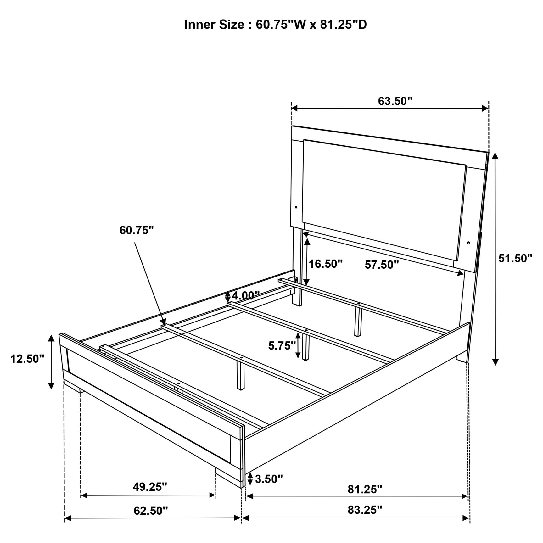 Bed frame corner and leg detail