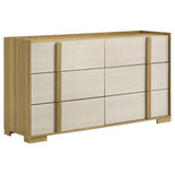 Hyland 6-drawer dresser with natural wood and white finish front view