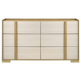 Hyland 6-drawer dresser with natural wood and white finish front view