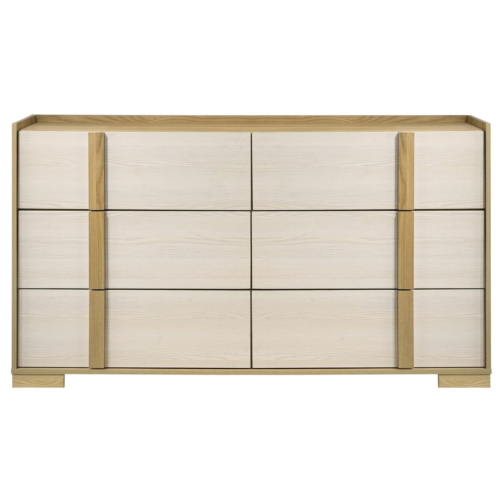 Hyland 6-drawer dresser with natural wood and white finish front view