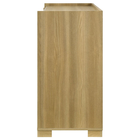 Hyland 6-drawer dresser with natural wood and white finish front view