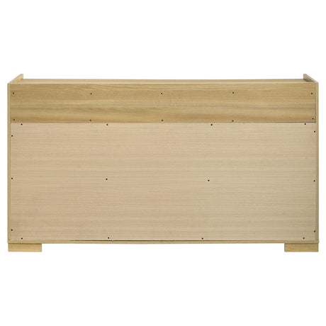 Hyland 6-drawer dresser with natural wood and white finish front view