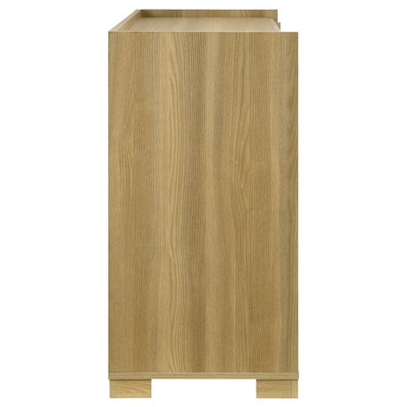 Hyland 6-drawer dresser with natural wood and white finish front view