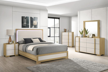 Hyland 6-drawer dresser with natural wood and white finish front view