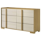 Hyland 6-drawer dresser with natural wood and white finish front view