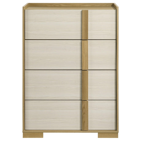 Hyland chest side view showing natural wood panels
