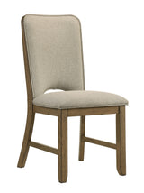 Side view of dining chairs from Cockrell Light Brown Set