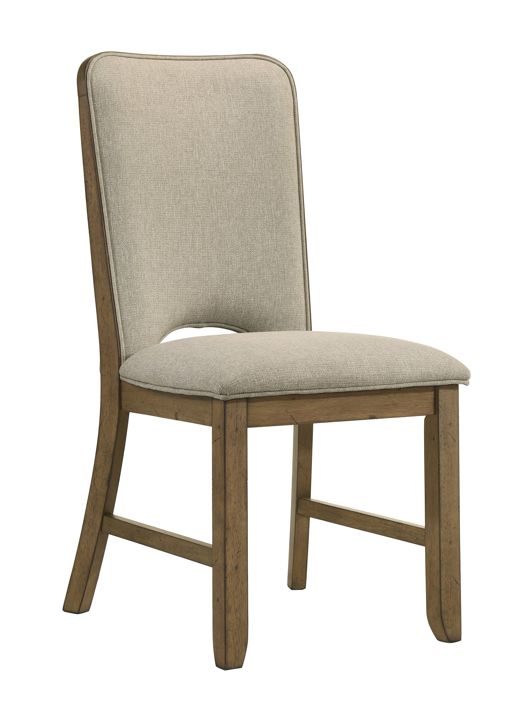 Side view of dining chairs from Cockrell Light Brown Set