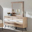 Marlow Rectangular Mirror showing beveled edges and leaf pattern frame