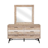 Close-up of Marlow Mirror acacia wood frame and leaf design
