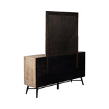 Marlow Dresser Mirror reflecting living room setting