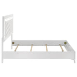 White faux leather panel on Cassia Queen LED bed headboard